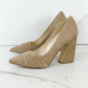 Nine West Neutral Pointy Toe Pumps Block Heel 12